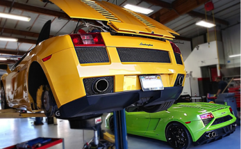 Yellow and Green Lamborghini Gallardos