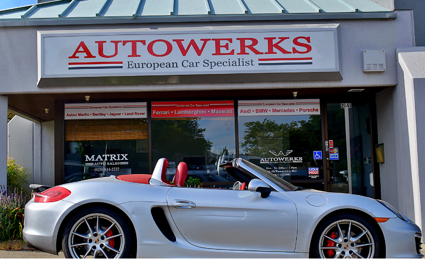 Pauls Porsche Boxster in front of office